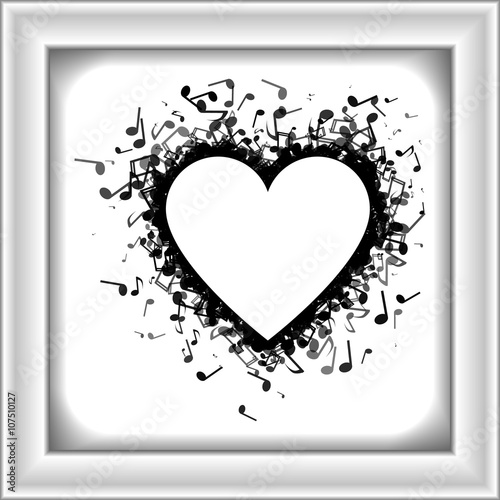 Heart made of of music notes
