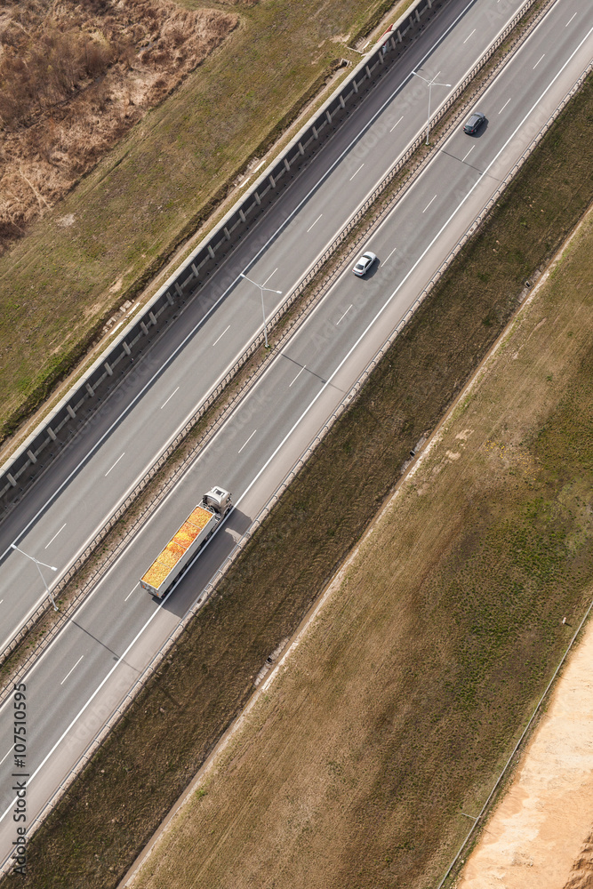 aerial view of highway