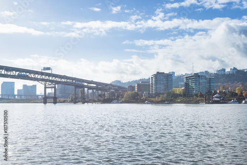 bridge over water and cityscape and skyline of portland © zhu difeng