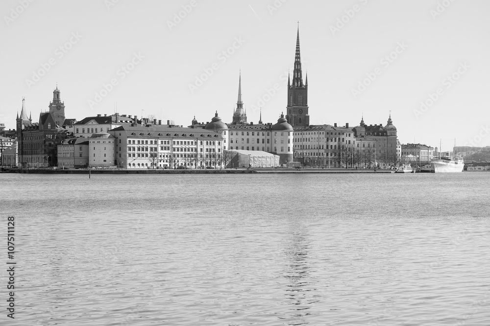 Stockholm, Sweden - March, 16, 2016: panorama of an old town of Stockholm, Sweden Stockholm, Sweden - March, 16, 2016: panorama of an old town of Stockholm, Sweden
