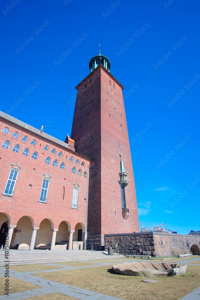 Fototapeta premium Stockholm, Sweden - March, 16, 2016: Сity Hall - one of the most popular tourist places in Stockholm, Sweden