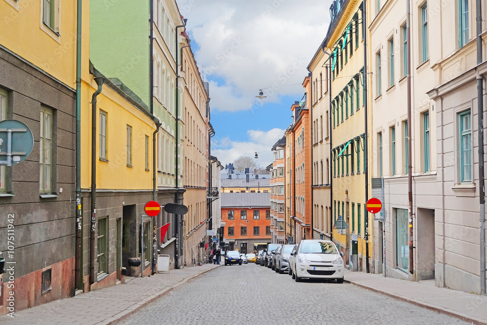 Stockholm, Sweden - March, 16, 2016: cars on a parking in Stockholm, Sweden