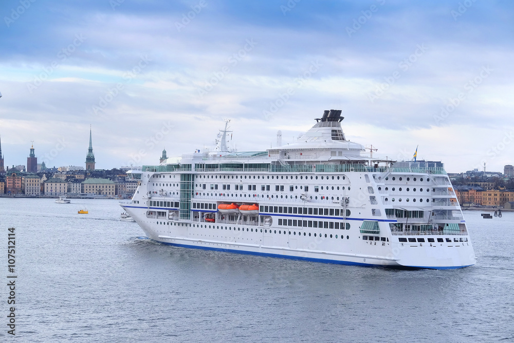 Stockholm, Sweden - March, 19, 2016: cruise fairy ship in Stockholm, Sweden