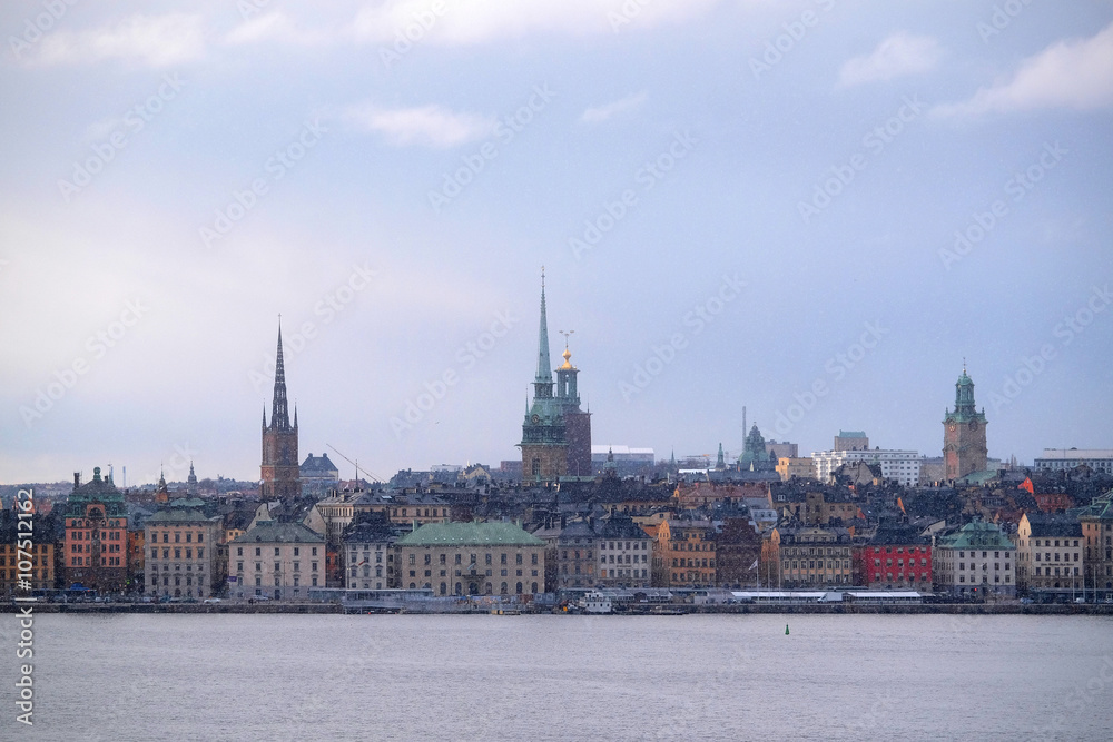 Stockholm, Sweden - March, 16, 2016: landscape with the image of Stockholm, Sweden