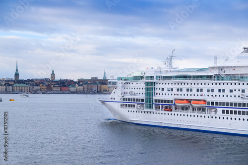 Canvas Print Stockholm, Sweden - March, 19, 2016: cruise fairy ship in Stockholm, Sweden