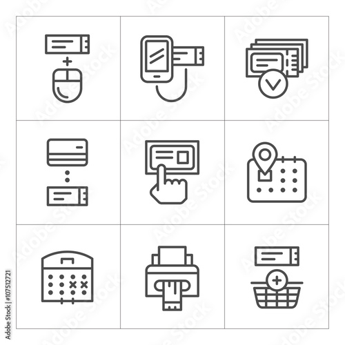 Set line icons of booking tickets