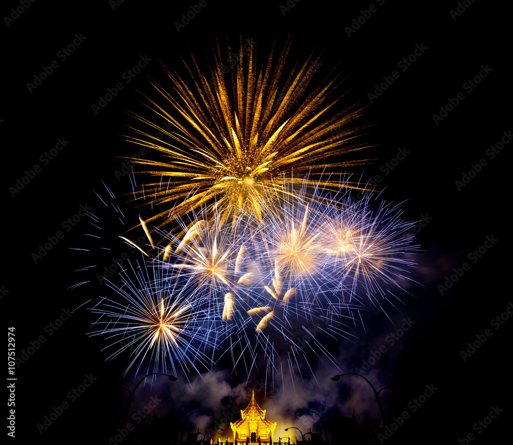 Fireworks Celebration in Royal Park Rajapruek, Chiangmai,Thailan