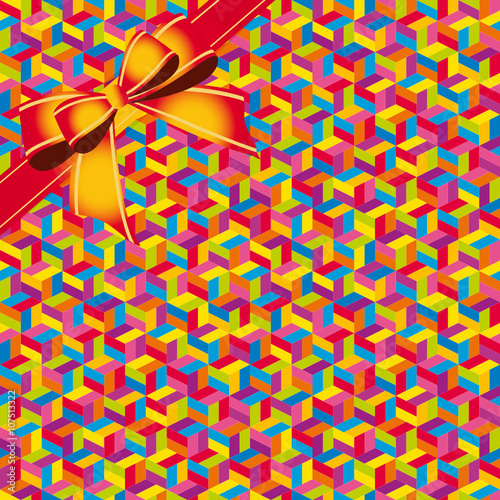 Abstract colorful geometric seamless pattern background whis ribbon. Vector file layered for easy manipulation and coloring.