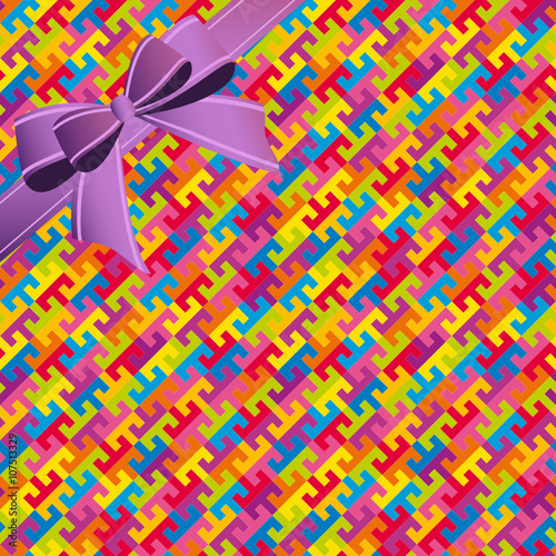 Abstract colorful geometric seamless pattern background whis ribbon. Vector file layered for easy manipulation and coloring.