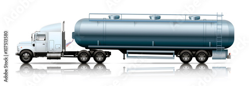 white semi-truck with tanker