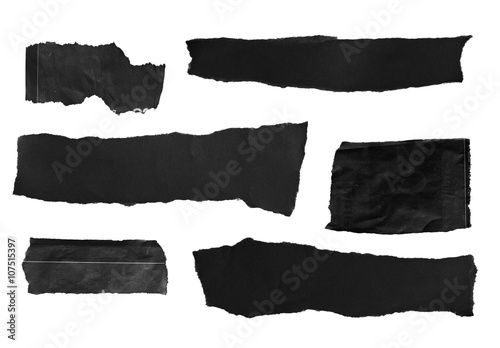 Old black paper isolated on white background with space for text