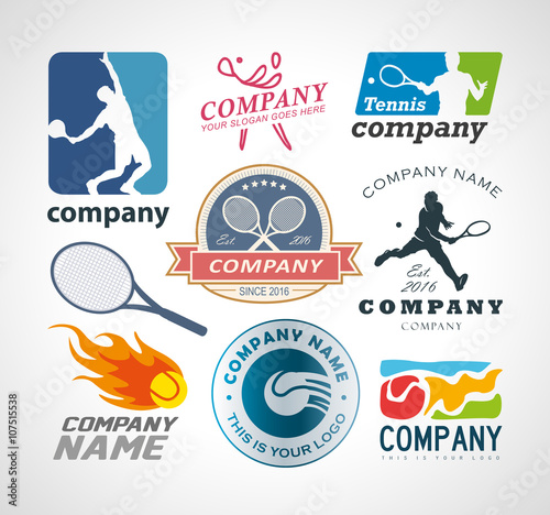 Vector set tennis logo design elements. EPS 10, AI 10