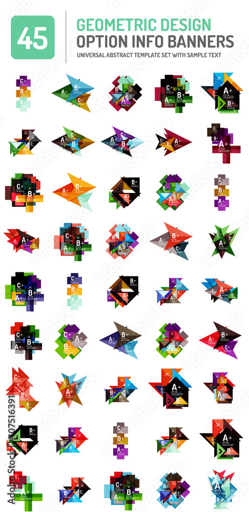 Set of web box geometric banners