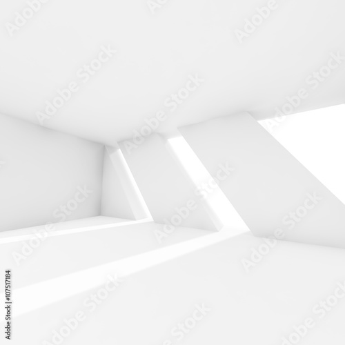 Abstract empty 3d interior with white windows