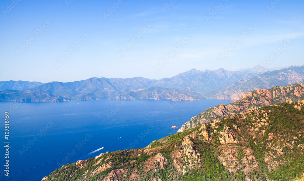 Rocks and sea in summer time, Corsica