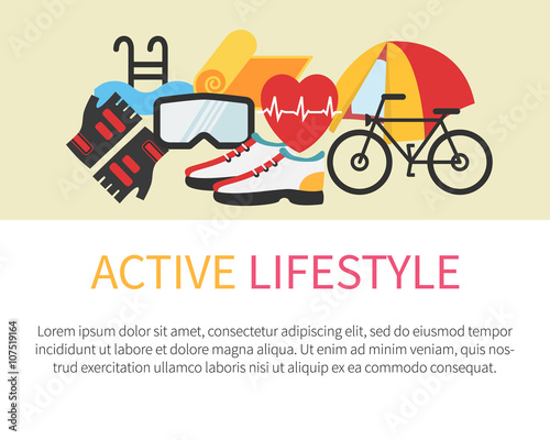 Healthy lifestyle banner. Fitness and active living.