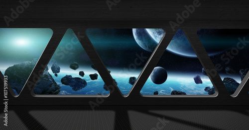 Fototapeta Naklejka Na Ścianę i Meble -  View of outer space from inside a space station