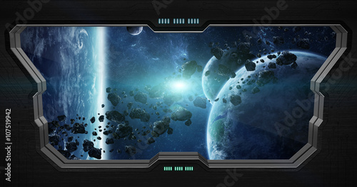 Fototapeta Naklejka Na Ścianę i Meble -  View of outer space from inside a space station