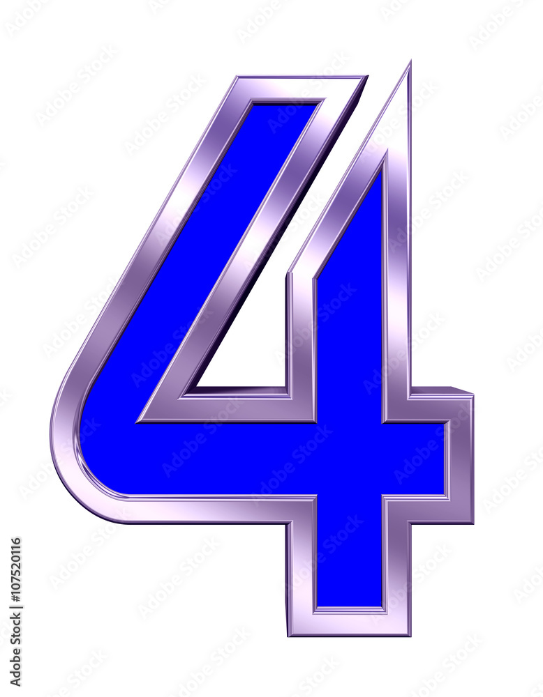 One digit from blue with shiny frame alphabet set, isolated on white. 3D illustration. One digit from blue with shiny frame alphabet set, isolated on white. 3D illustration.