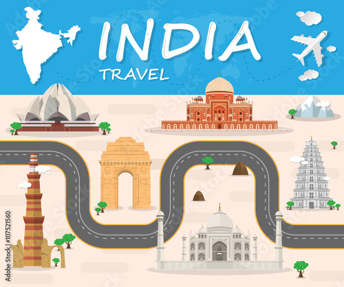 India Landmark Global Travel And Journey Infographic Vector Desi