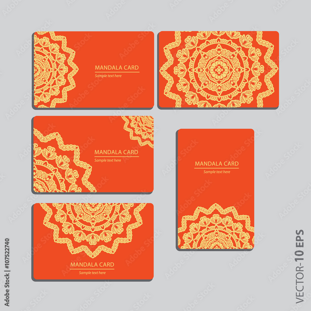 Vector set templates of business card. Vintage decorative elements with mandala. 