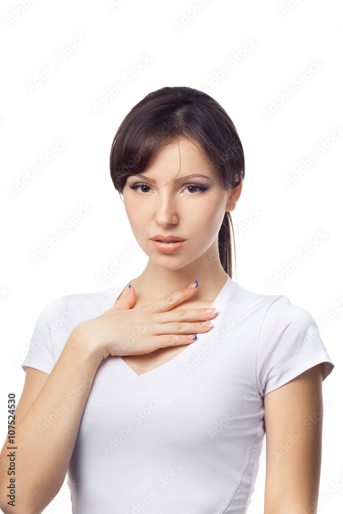 Young surprised woman on white background Young surprised woman on white background