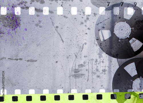 Vintage gray and green  film strip frame background.