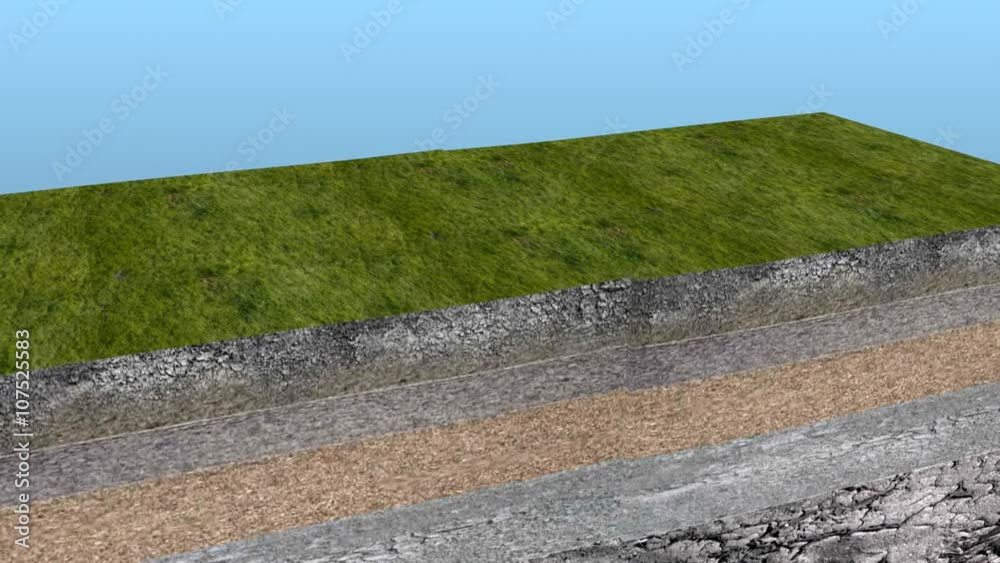 A geologic section animation depicting one of the processes of Plate Tectonics where two continents collide creating Mountains over millions of years.