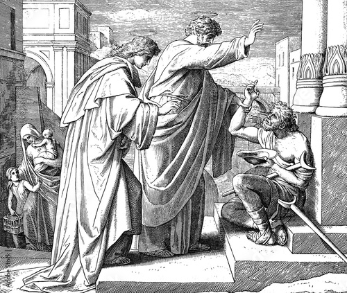Vászonkép Peter Heals Crippled Beggar 1) Sacred-biblical history of the old and New Testament
