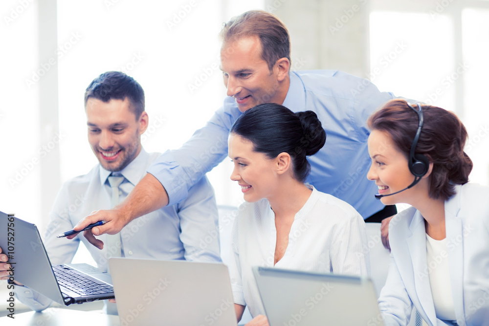 group of people working in call center group of people working in call center