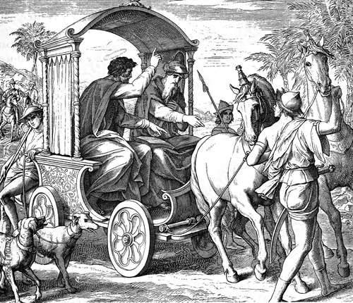 Philip and the Ethiopian 1) Sacred-biblical history of the old and New Testament. two Hundred and forty images Ed. 3. St. Petersburg, 2) 1873. 3) Russia 4) Julius Schnorr von Carolsfeld photo