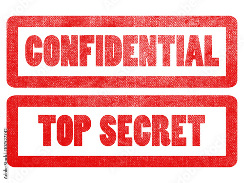 confidential and top secret text sign label stamp.