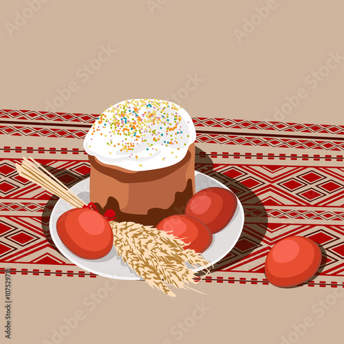 Праздник пасха, кулич и яйца