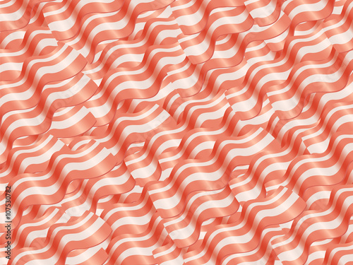 Bacon background. Delicious bacon slices. Fast food. Food vector texture can be used for restaurant and cafe menu design, food posters, printed products and other. Food background.
