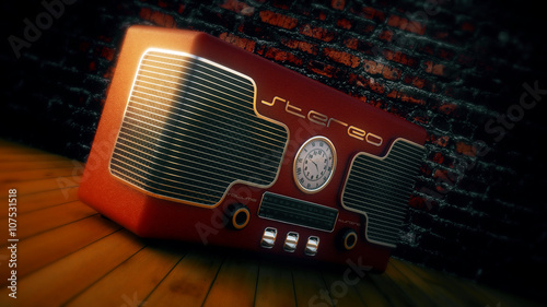 RED RADIO WITH BRICK WALL2 photo