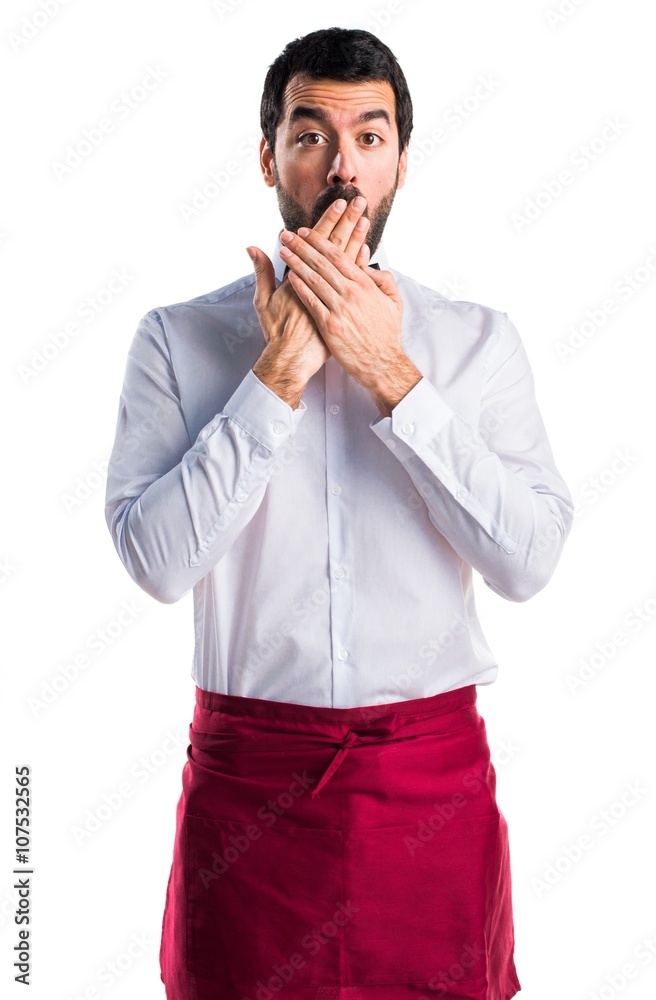 Waiter doing surprise gesture Waiter doing surprise gesture