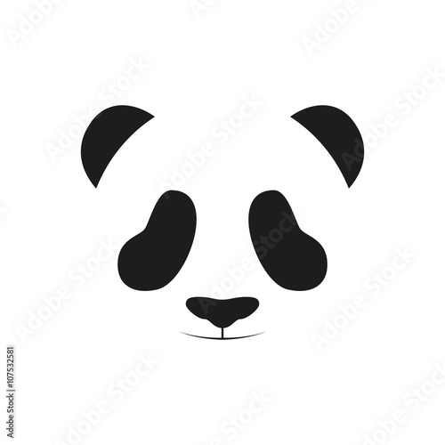 Baby panda face logo template. Baby panda face icon. Baby panda. Asian bear. Cute panda. Positive panda. Isolated panda head on white background. Panda head silhouette