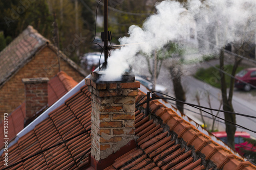 Print op canvas Smoke from a chimney