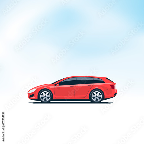 Isolated Red Car Station Wagon Combi Side View © petovarga