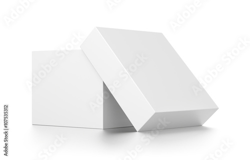 White open cube blank box with cover isolated on white background.
