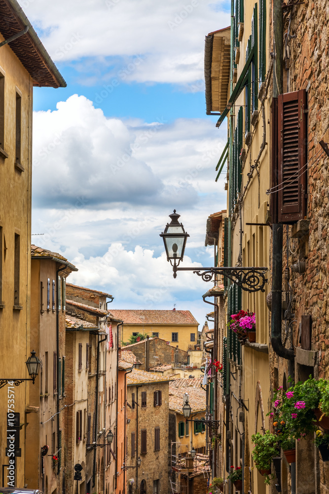 Street of the medieval village Volterra. Italy, Tuscany