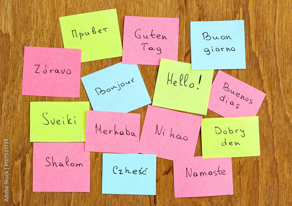 Hello in different world or foreign languages