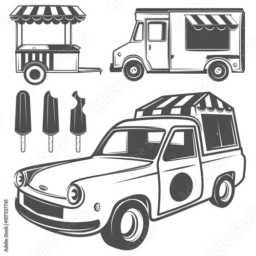 Food truck  and ice cream truck for emblems and logo