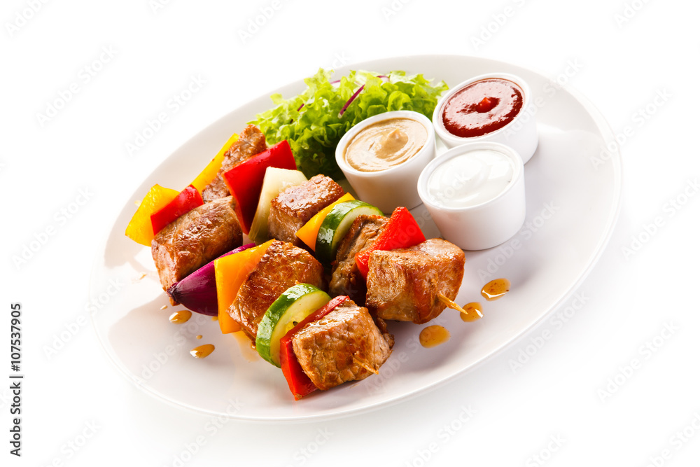 Kebabs - grilled meat and vegetables Kebabs - grilled meat and vegetables