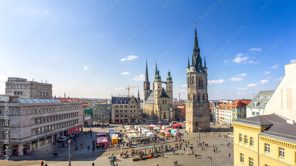 Fototapeta premium Markt, Panorama, Halle an der Saale 