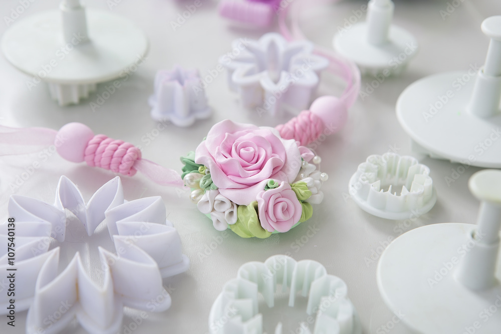 Accessories for needlework in container and tools for creating f Accessories for needlework in container and tools for creating f