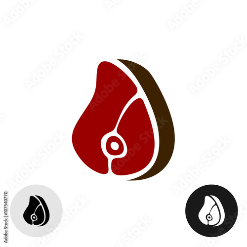 Meat slice logo. Simple meat icon. Color and black versions.