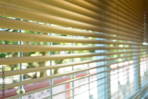 window blinds open in home, image blur background