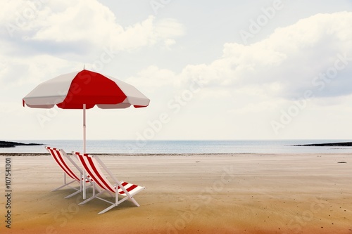 Fotografie, Obraz Image of sun lounger and sunshade