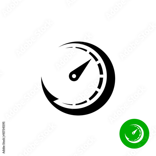 Timer black icon. Scale indicator fast growth. Speed logo.